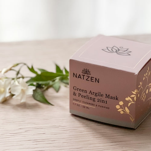Green clay 2-in-1 exfoliating face mask jar