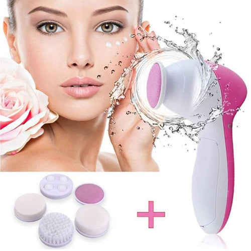 5-in-1 facial cleansing brush set with interchangeable heads